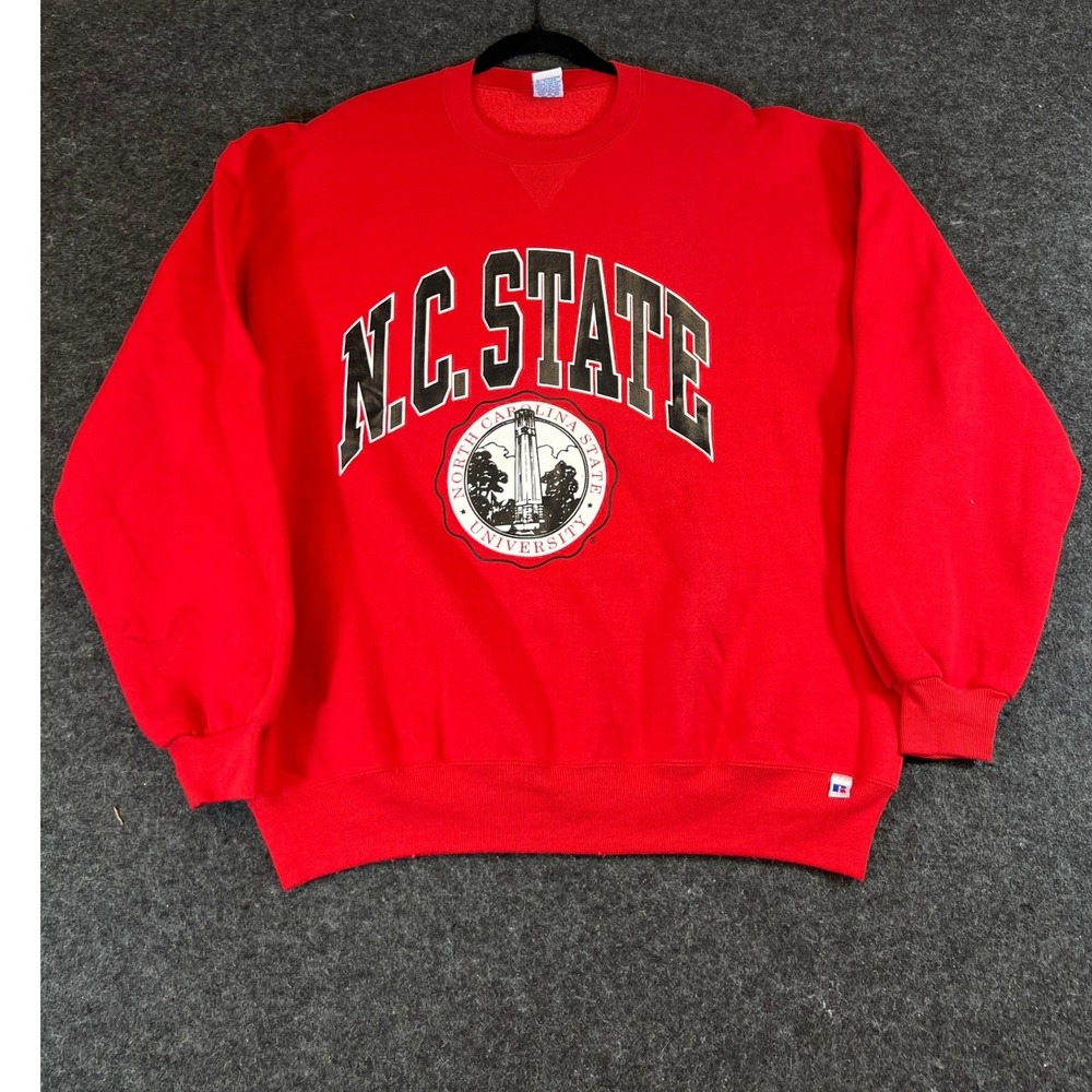 Vintage 90s NC State University Sweatshirt Red XL Mens Russell Athletic USA